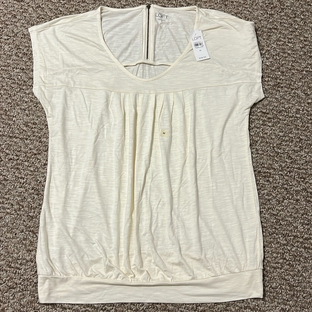 LAST CALL DONATING!! LOFT Short Sleeve Knit Sweater Blouse T-Shirt Top Zipper